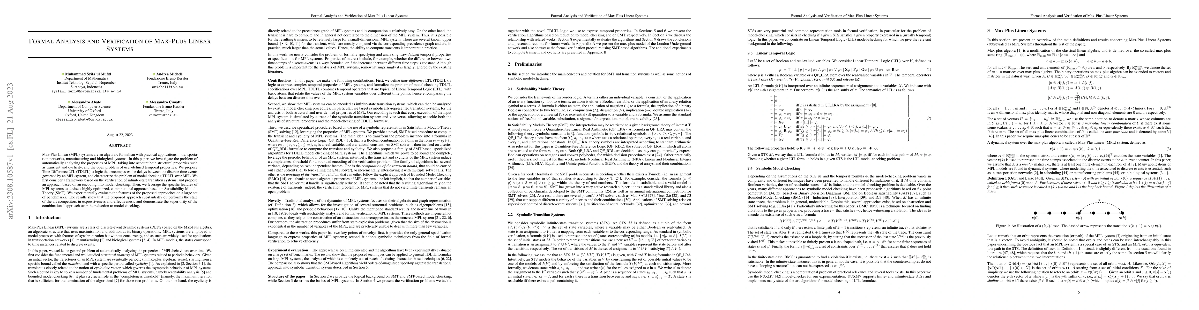 Thumbnail for Formal Analysis and Verification of Max-Plus Linear Systems