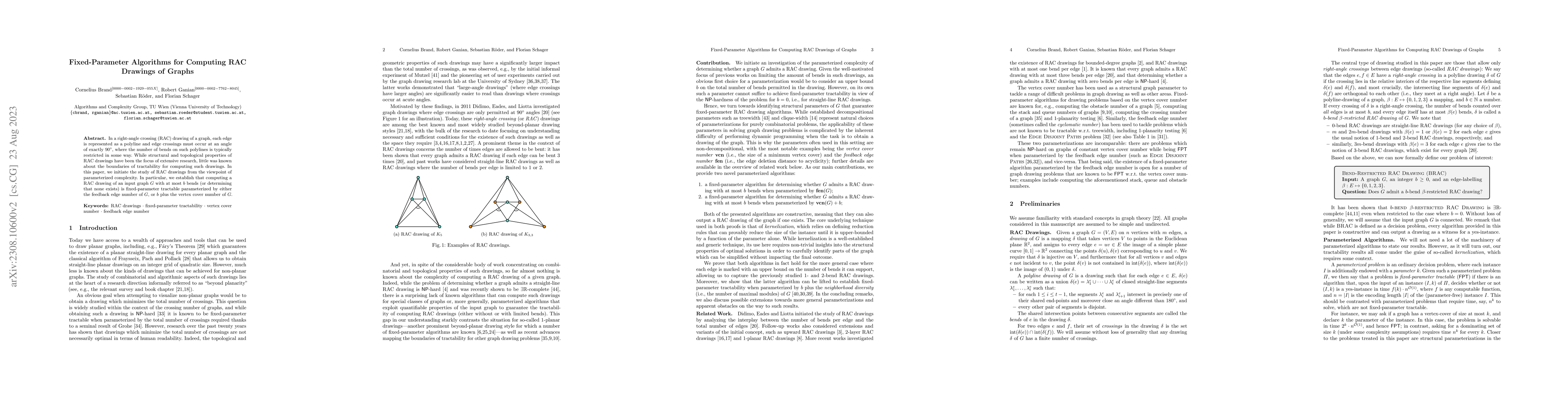 Thumbnail for Fixed-Parameter Algorithms for Computing RAC Drawings of Graphs