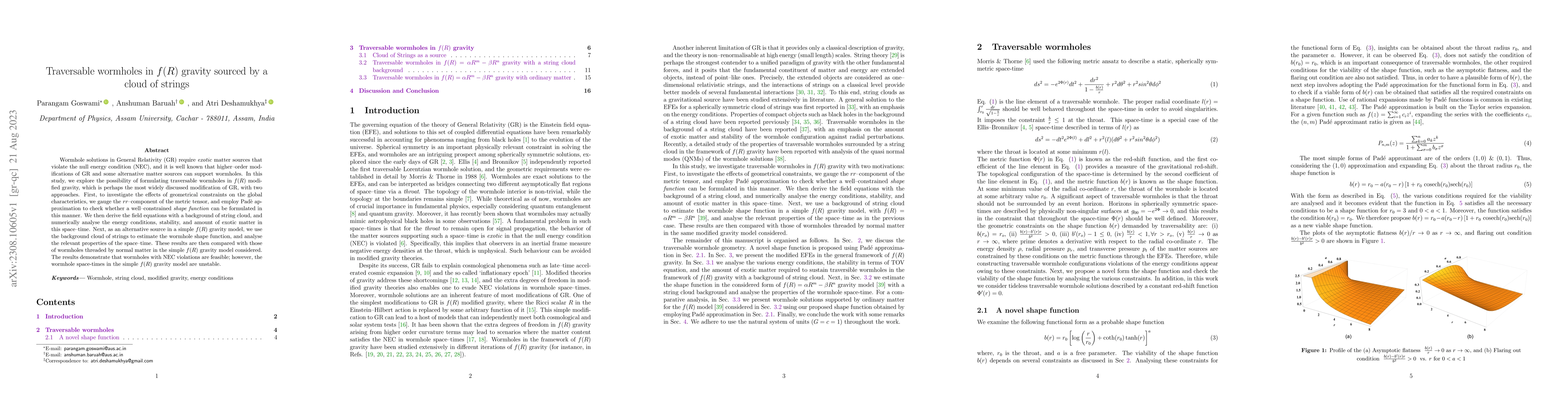 Thumbnail for Traversable wormholes in $f(R)$ gravity sourced by a cloud of strings