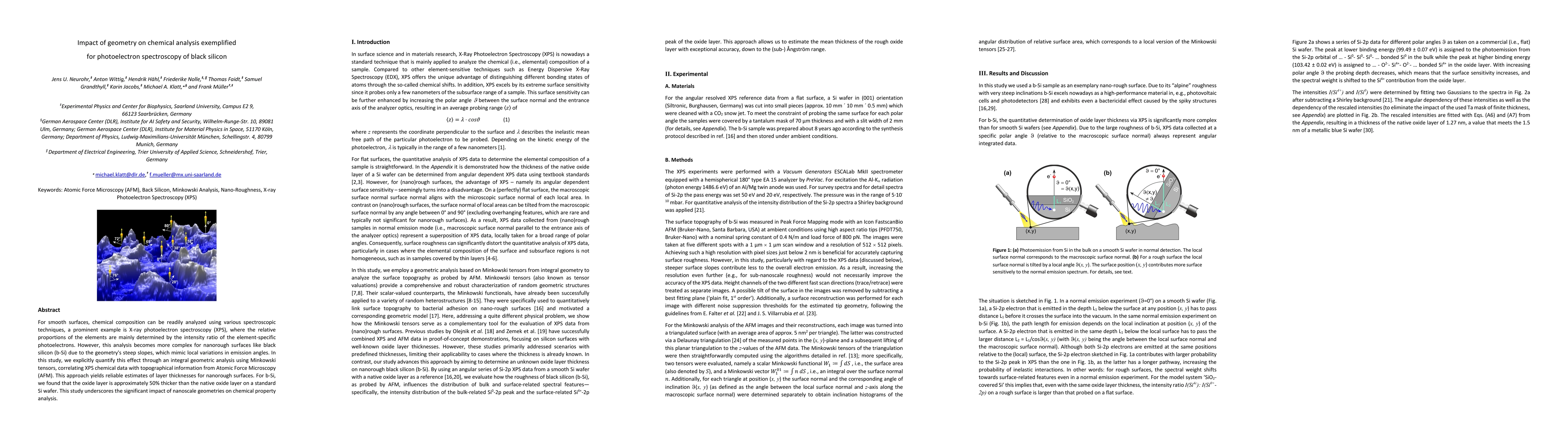 Thumbnail for Impact of geometry on chemical analysis exemplified for photoelectron
  spectroscopy of black silicon