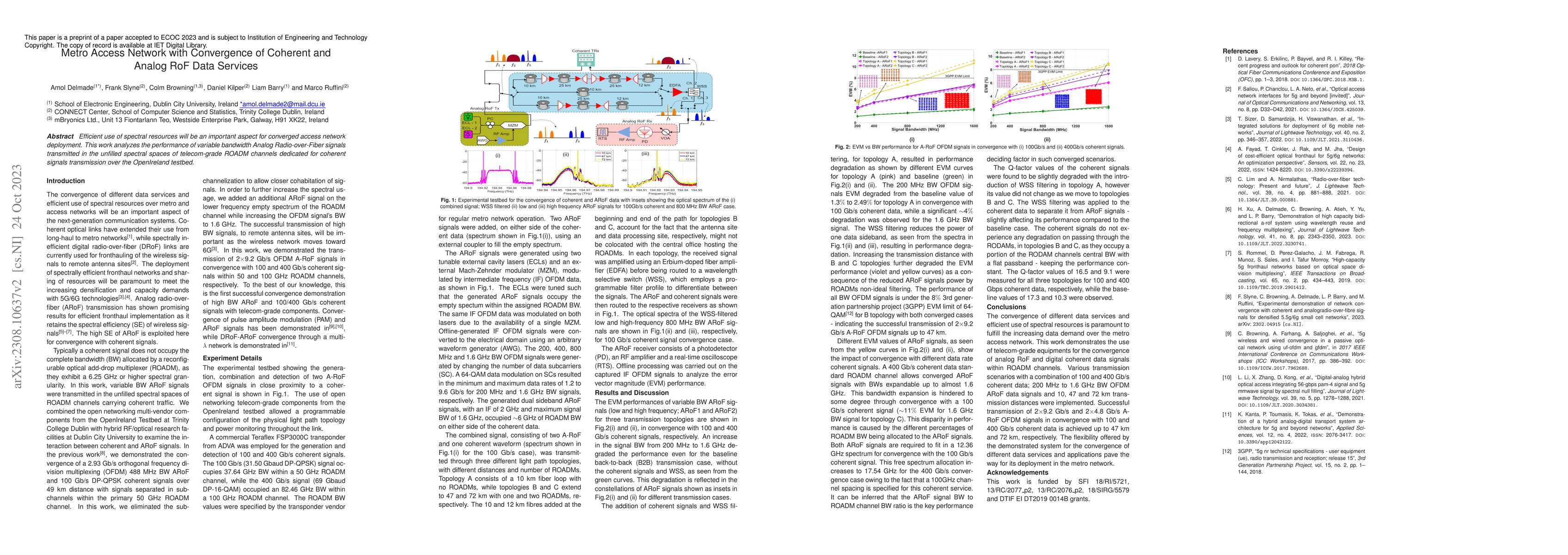 Thumbnail for Metro Access Network with Convergence of Coherent and Analog RoF Data
  Services