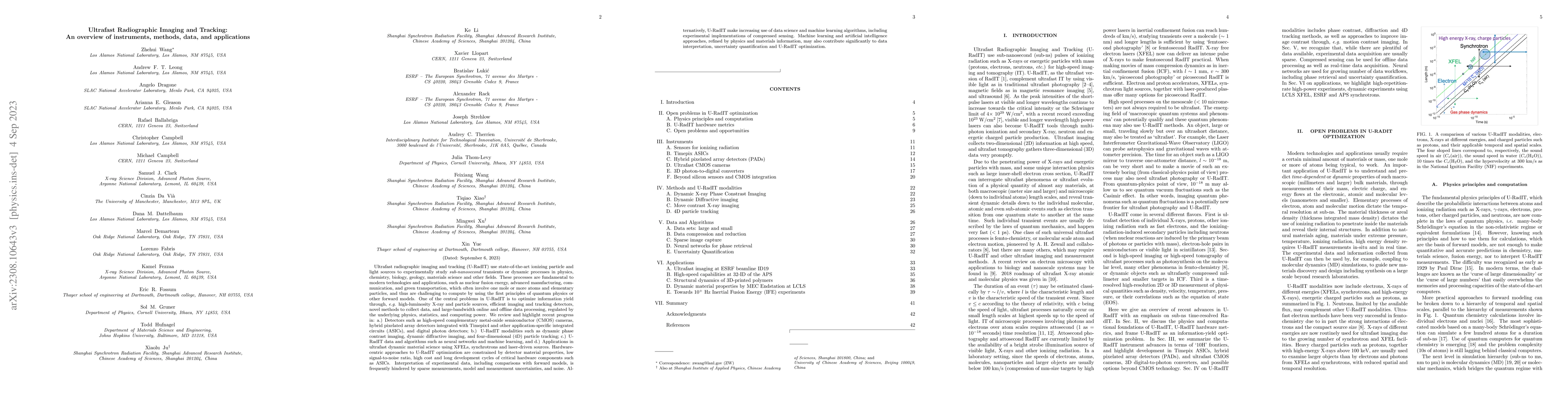Thumbnail for Ultrafast Radiographic Imaging and Tracking: An overview of instruments,
  methods, data, and applications