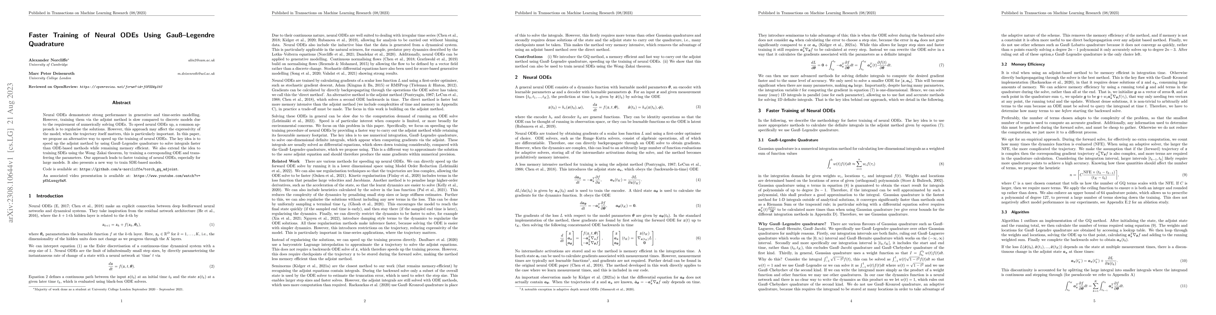 Thumbnail for Faster Training of Neural ODEs Using Gau{\ss}-Legendre Quadrature