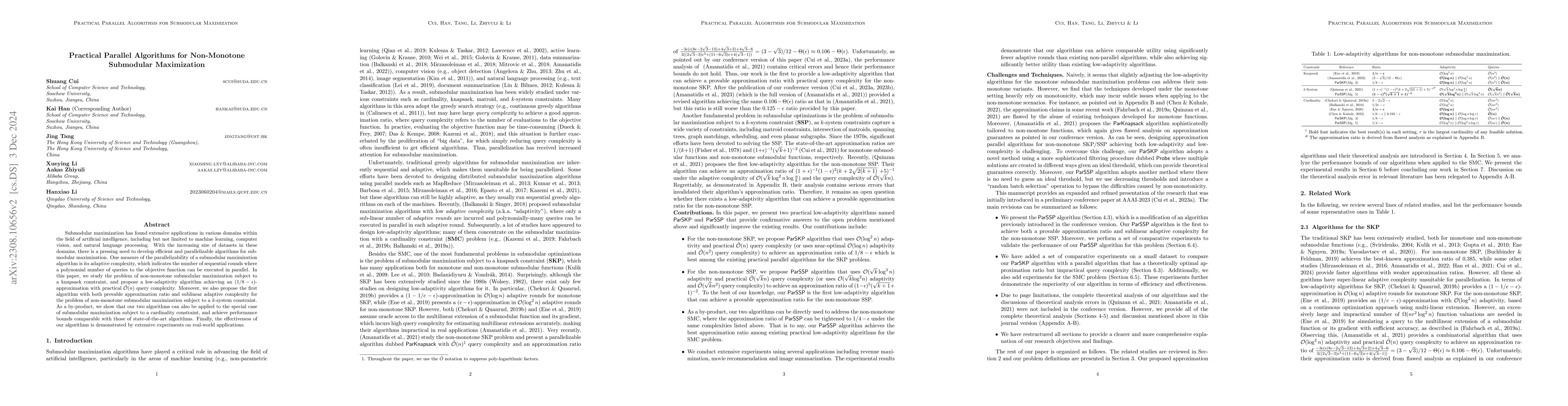 Thumbnail for Practical Parallel Algorithms for Non-Monotone Submodular Maximization