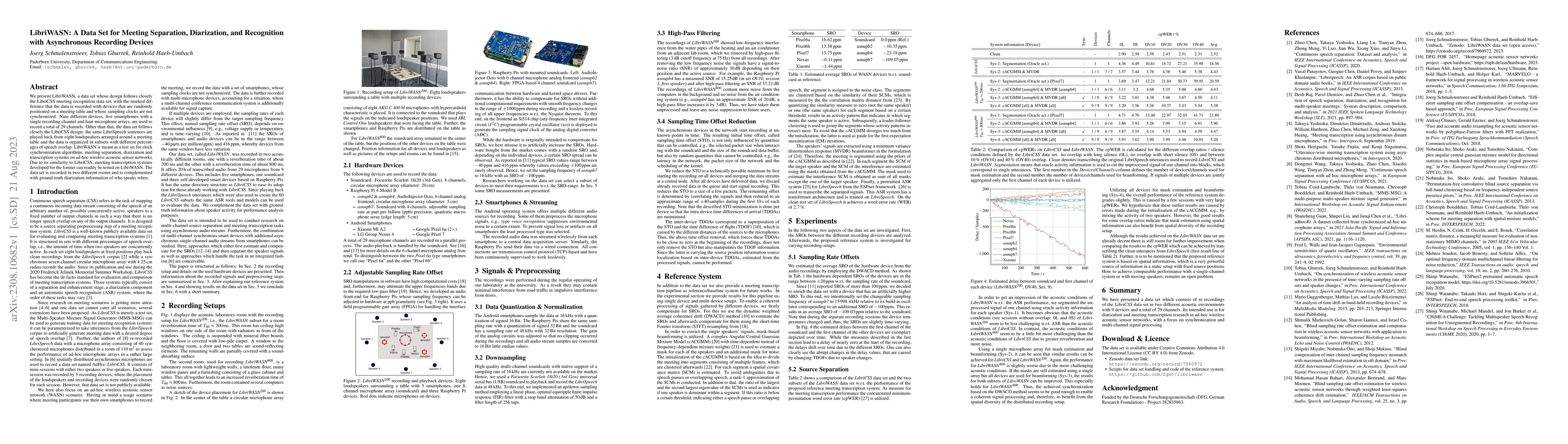 Thumbnail for LibriWASN: A Data Set for Meeting Separation, Diarization, and
  Recognition with Asynchronous Recording Devices