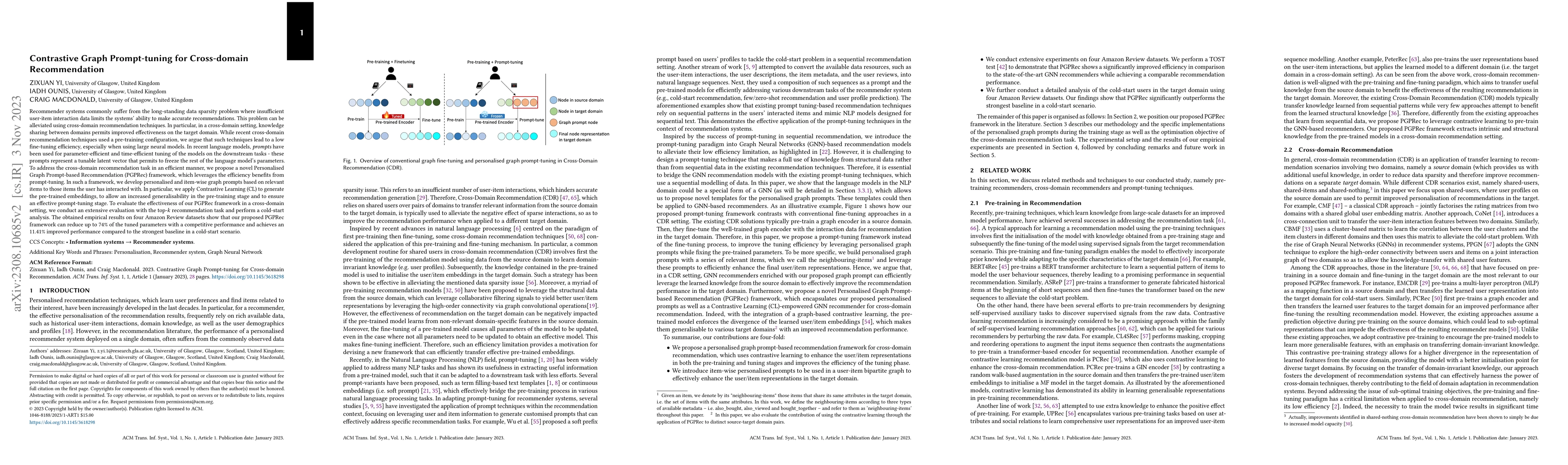 Thumbnail for Contrastive Graph Prompt-tuning for Cross-domain Recommendation