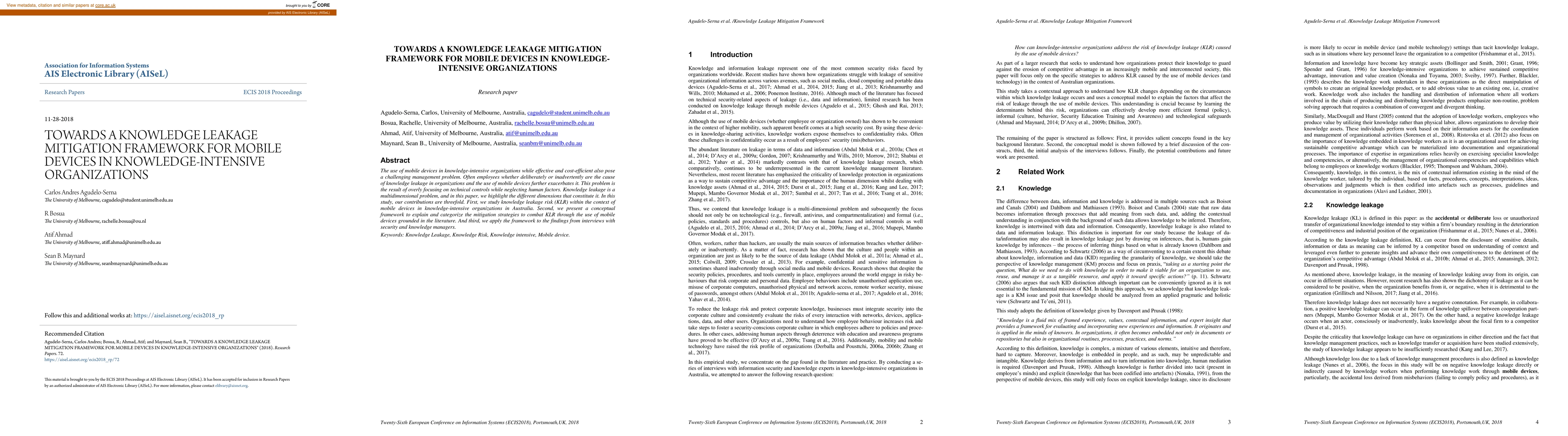 Thumbnail for Towards a knowledge leakage Mitigation framework for mobile Devices in
  knowledge-intensive Organizations