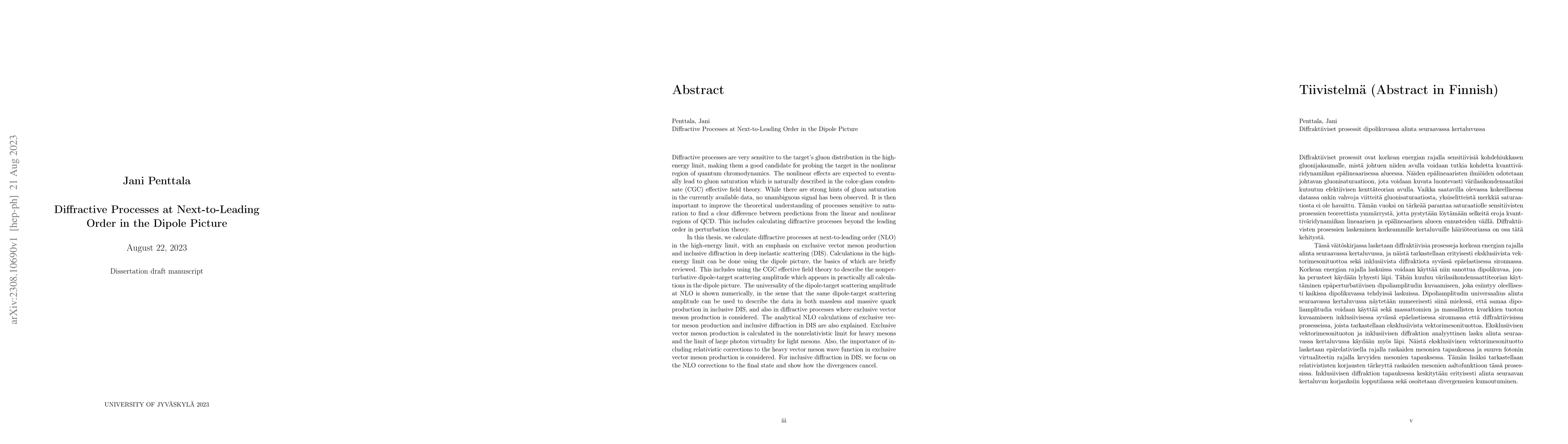Thumbnail for Diffractive Processes at Next-to-Leading Order in the Dipole Picture