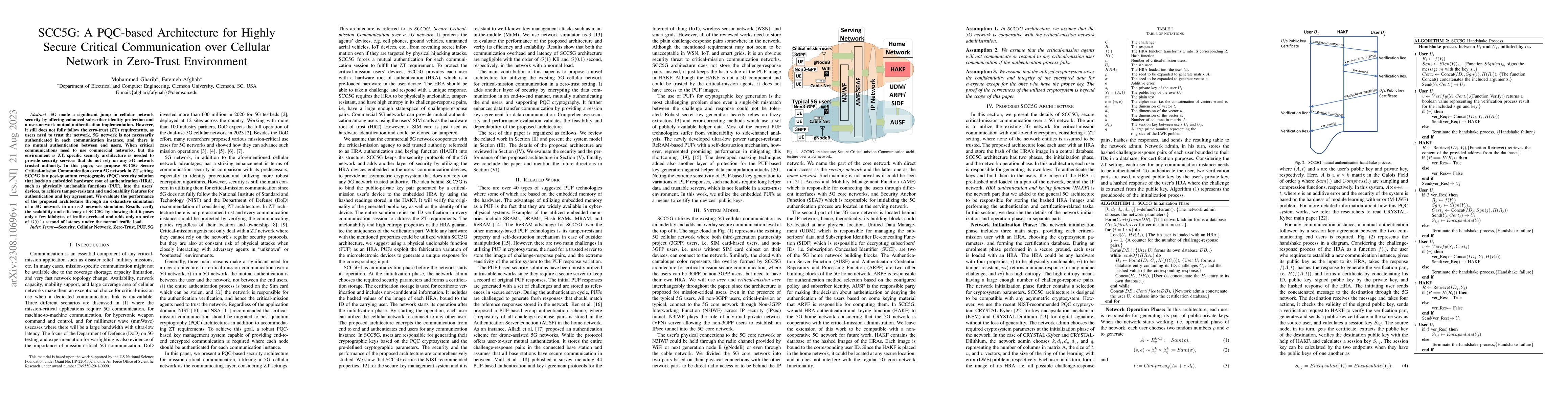 Thumbnail for SCC5G: A PQC-based Architecture for Highly Secure Critical Communication
  over Cellular Network in Zero-Trust Environment