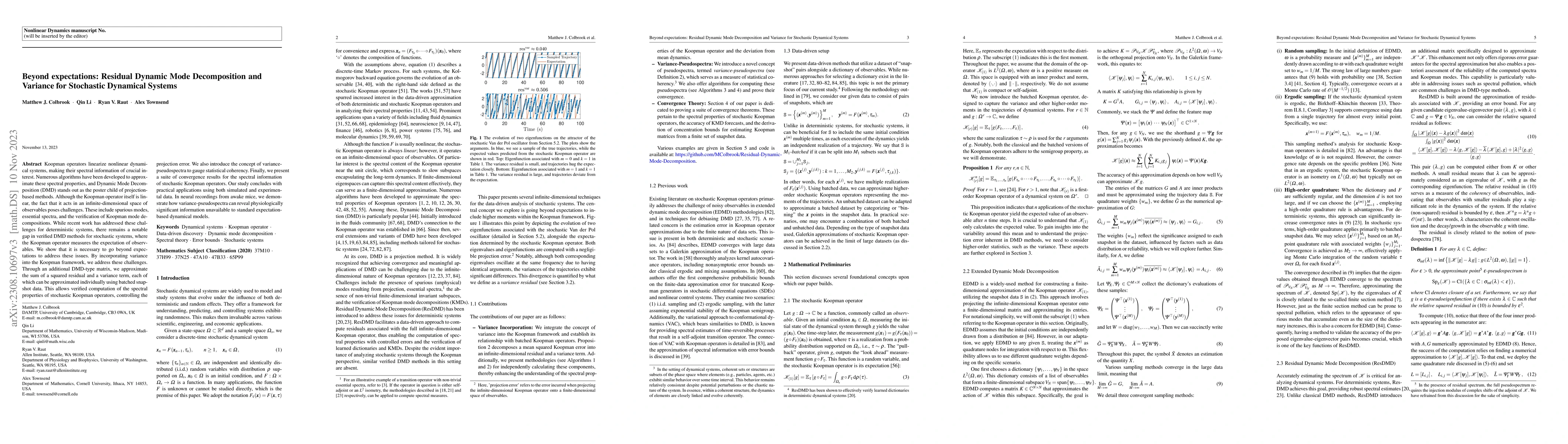 Thumbnail for Beyond expectations: Residual Dynamic Mode Decomposition and Variance
  for Stochastic Dynamical Systems