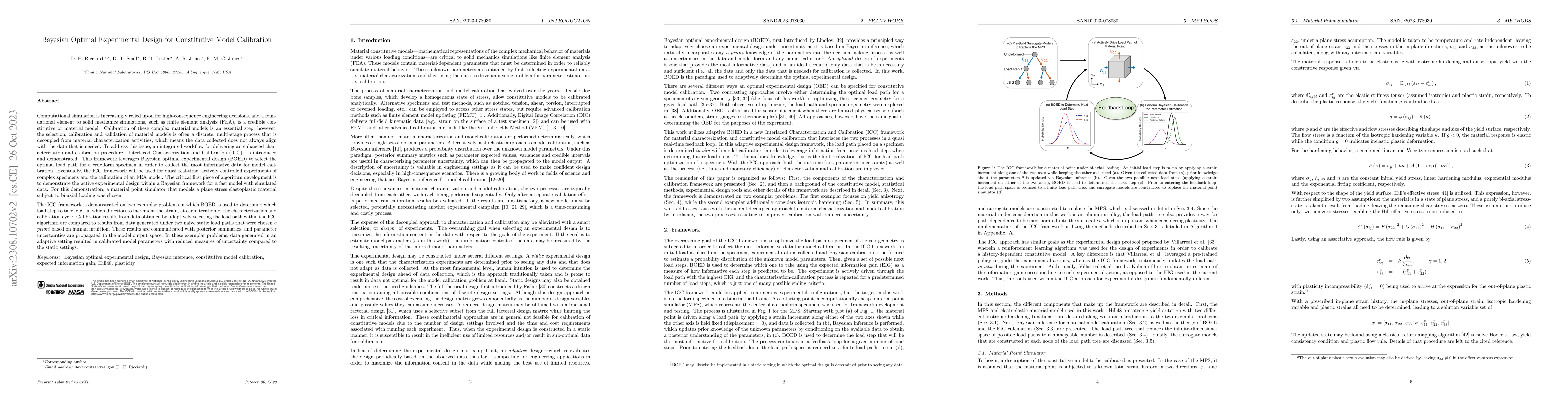 Thumbnail for Bayesian Optimal Experimental Design for Constitutive Model Calibration