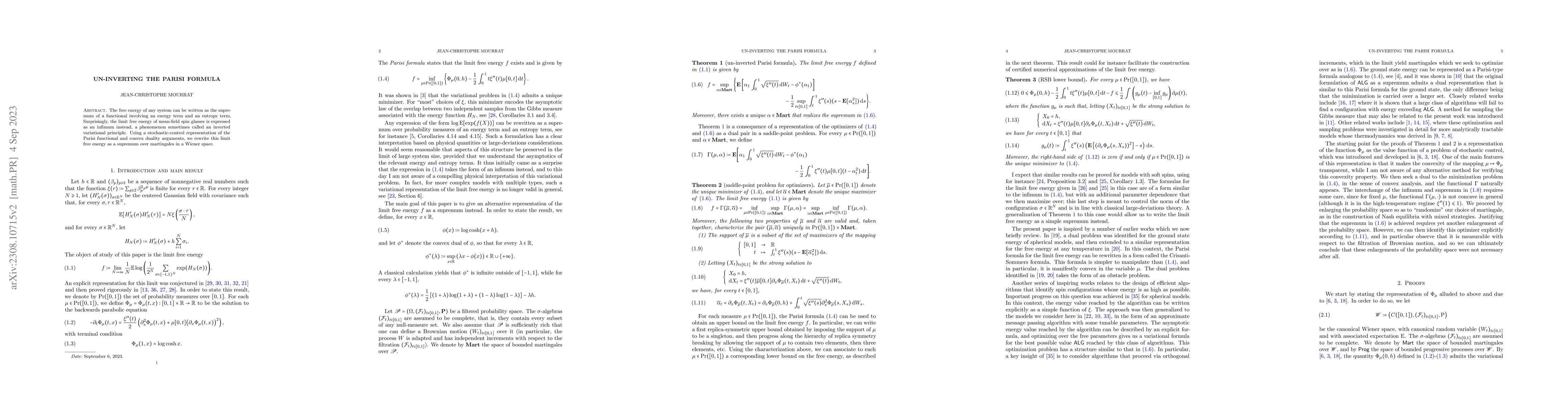 Thumbnail for Un-inverting the Parisi formula