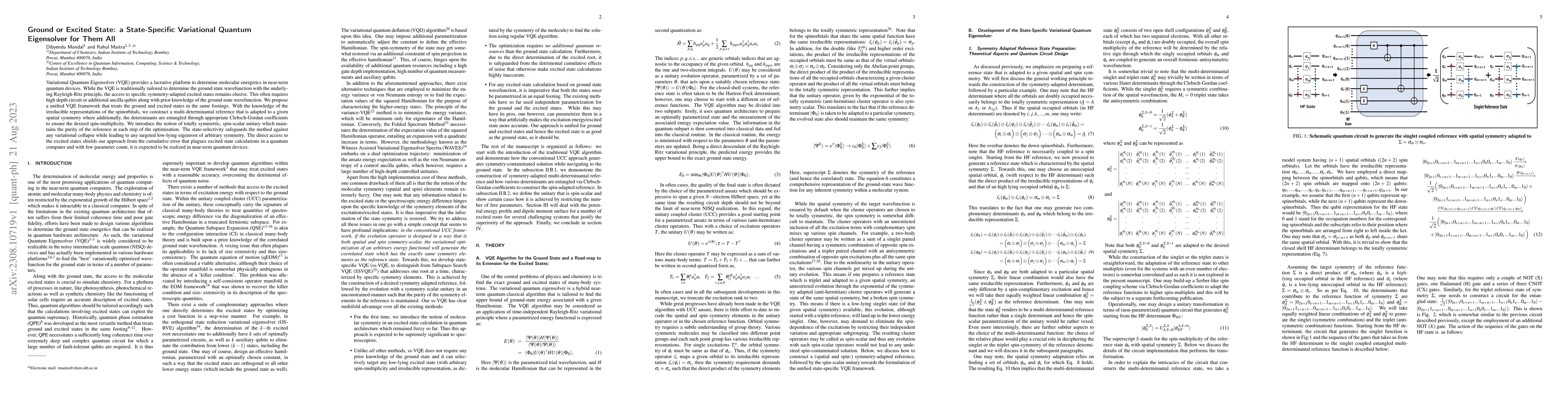 Thumbnail for Ground or Excited State: a State-Specific Variational Quantum
  Eigensolver for Them All