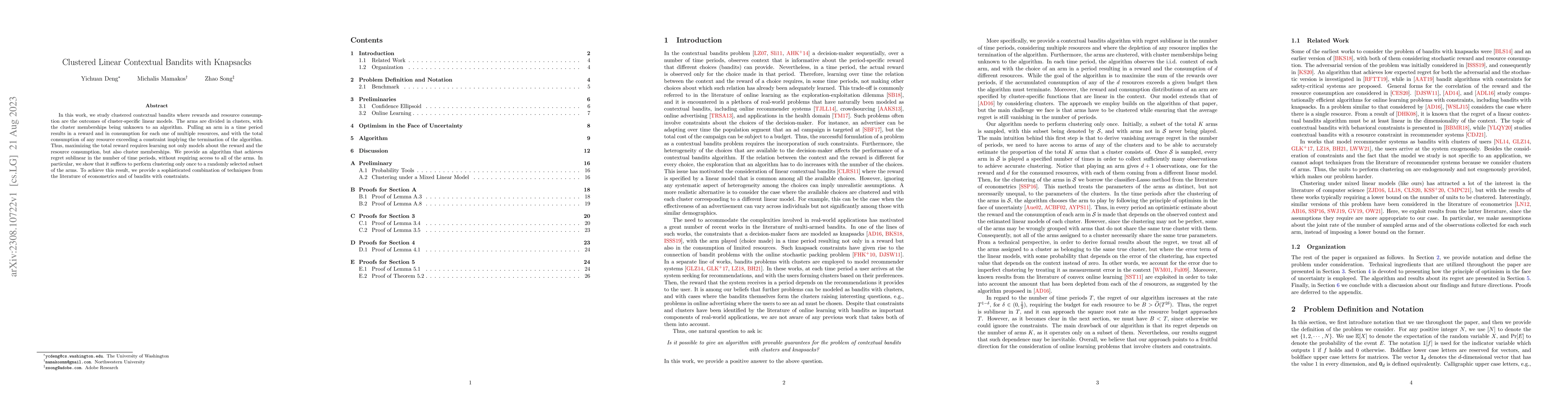 Thumbnail for Clustered Linear Contextual Bandits with Knapsacks