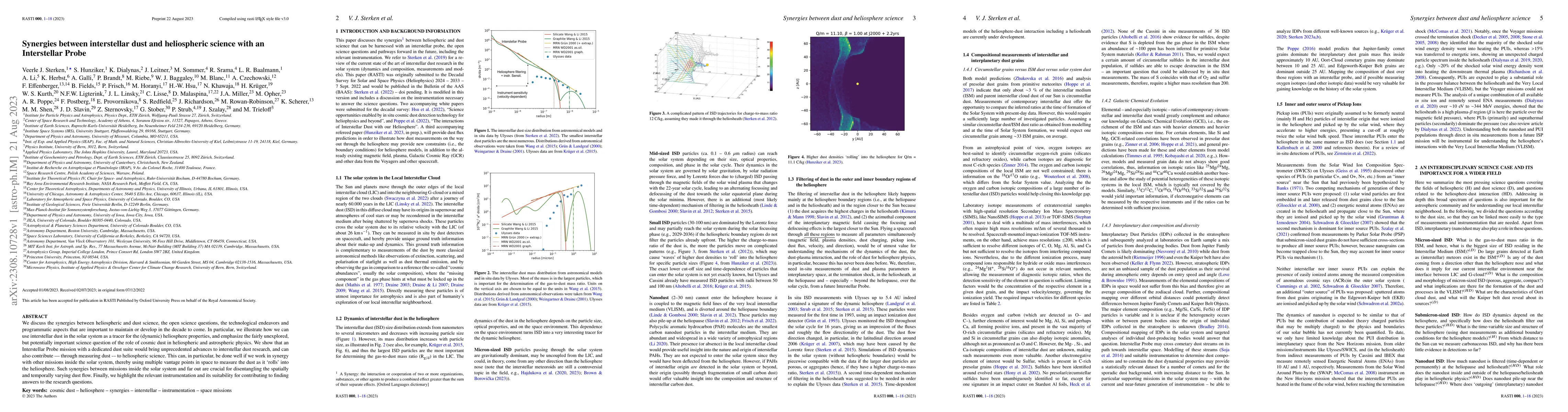 Thumbnail for Synergies between interstellar dust and heliospheric science with an
  Interstellar Probe