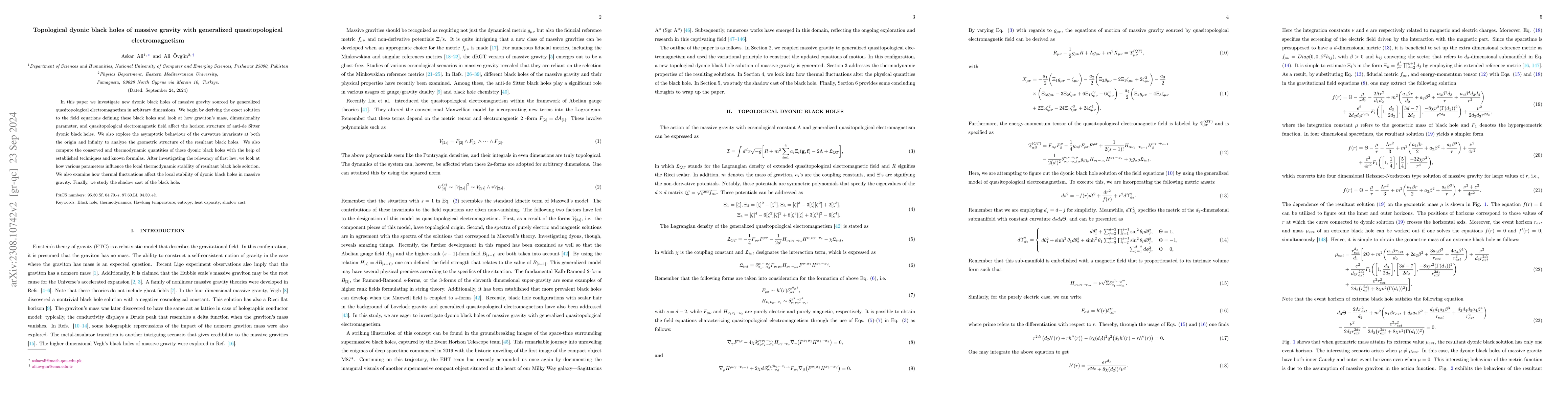 Thumbnail for Topological dyonic black holes of massive gravity with generalized
  quasitopological electromagnetism