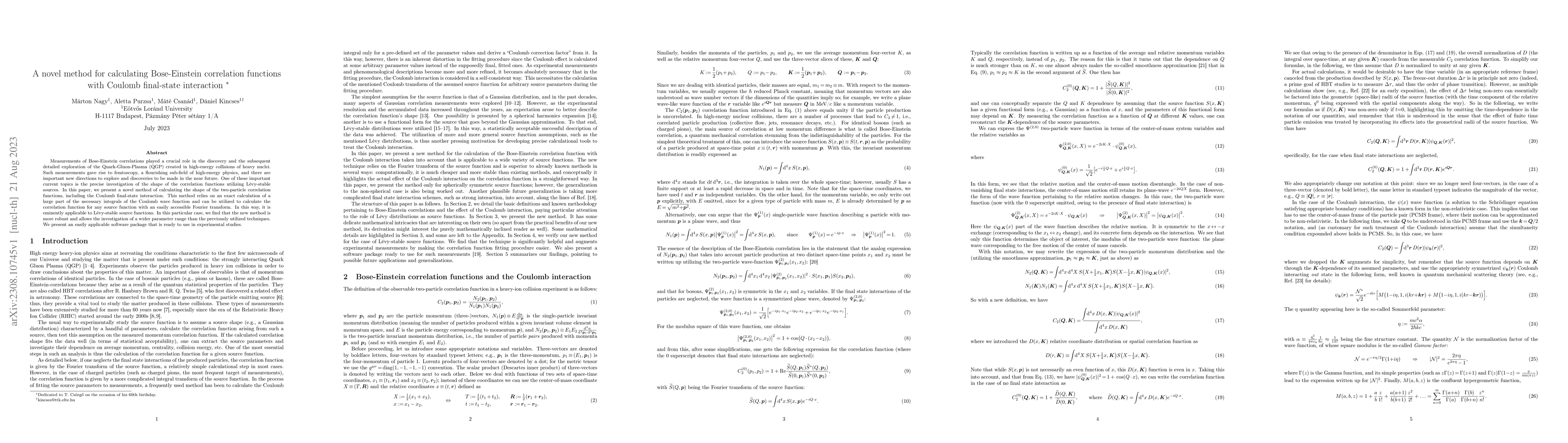 Thumbnail for A novel method for calculating Bose-Einstein correlation functions with
  Coulomb final-state interaction