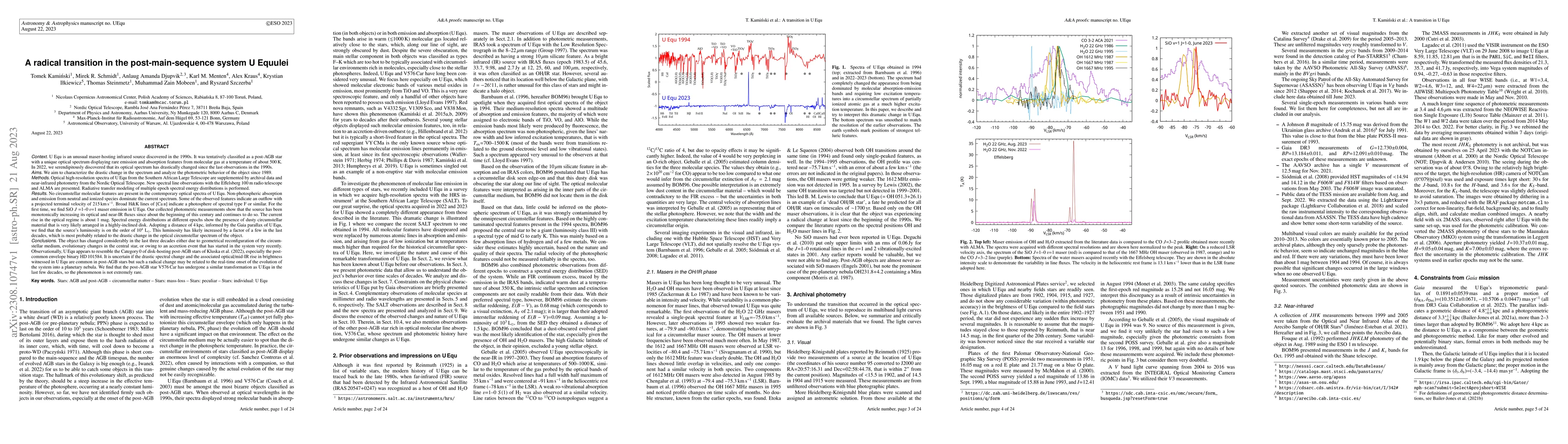 Thumbnail for A radical transition in the post-main-sequence system U Equulei