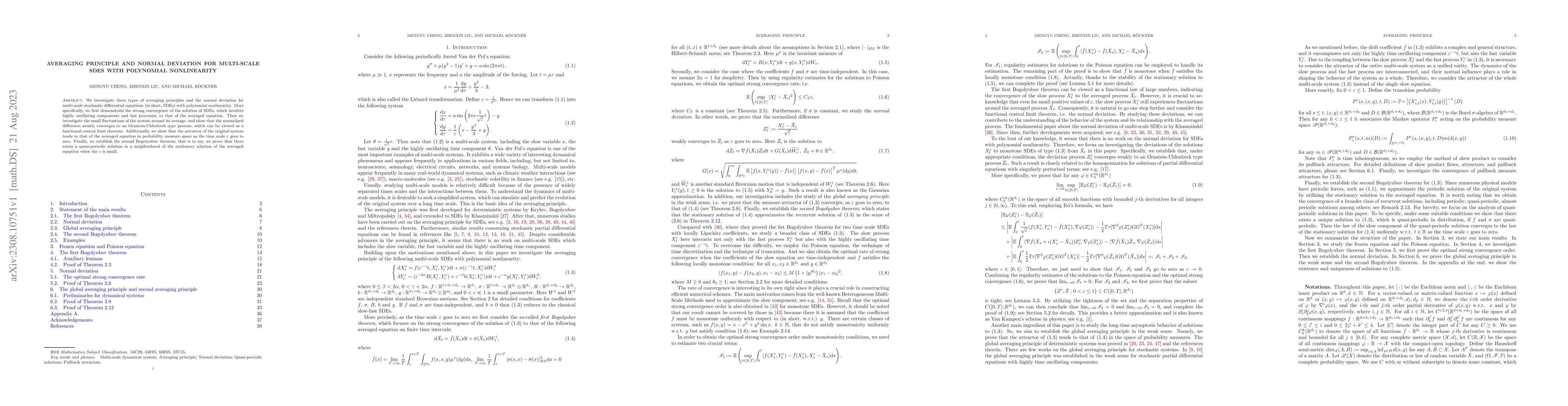 Thumbnail for Averaging principle and normal deviation for multi-scale SDEs with
  polynomial nonlinearity