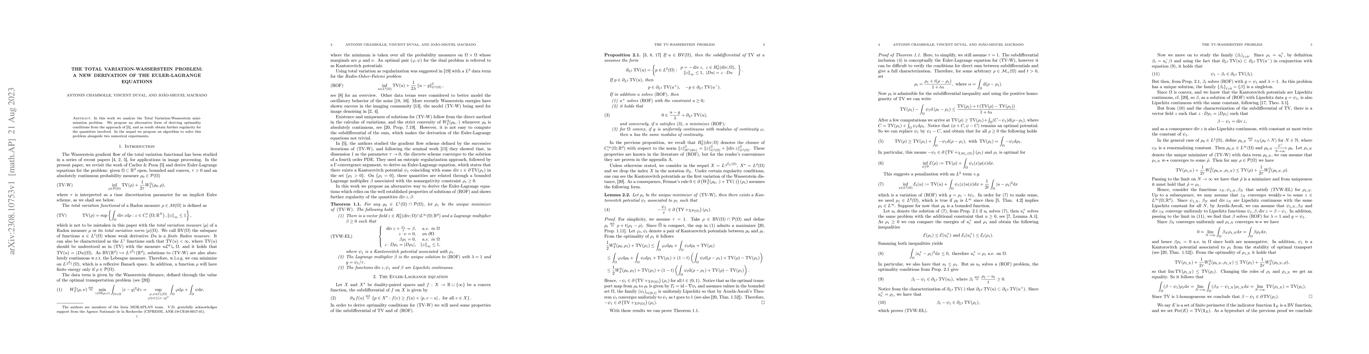 Thumbnail for The Total Variation-Wasserstein Problem