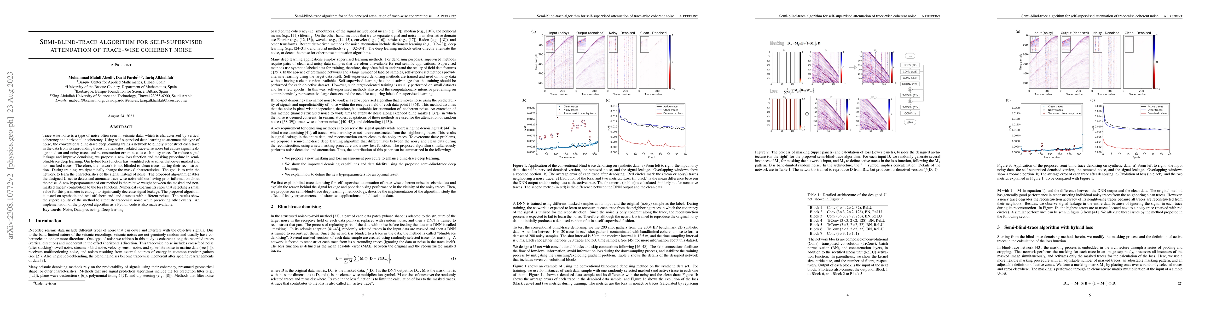 Thumbnail for Semi-blind-trace algorithm for self-supervised attenuation of trace-wise
  coherent noise