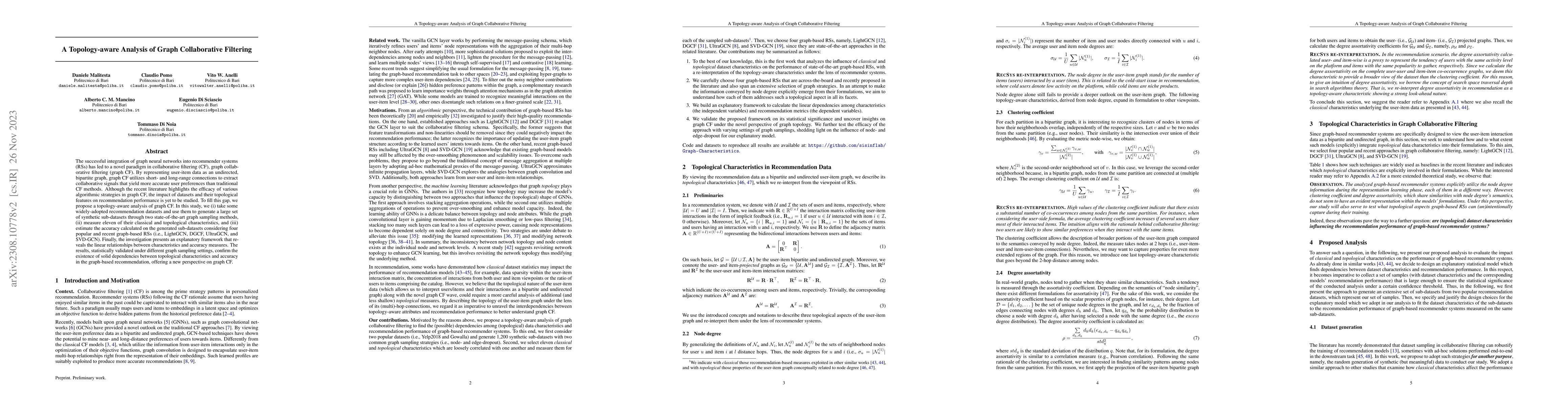 Thumbnail for A Topology-aware Analysis of Graph Collaborative Filtering