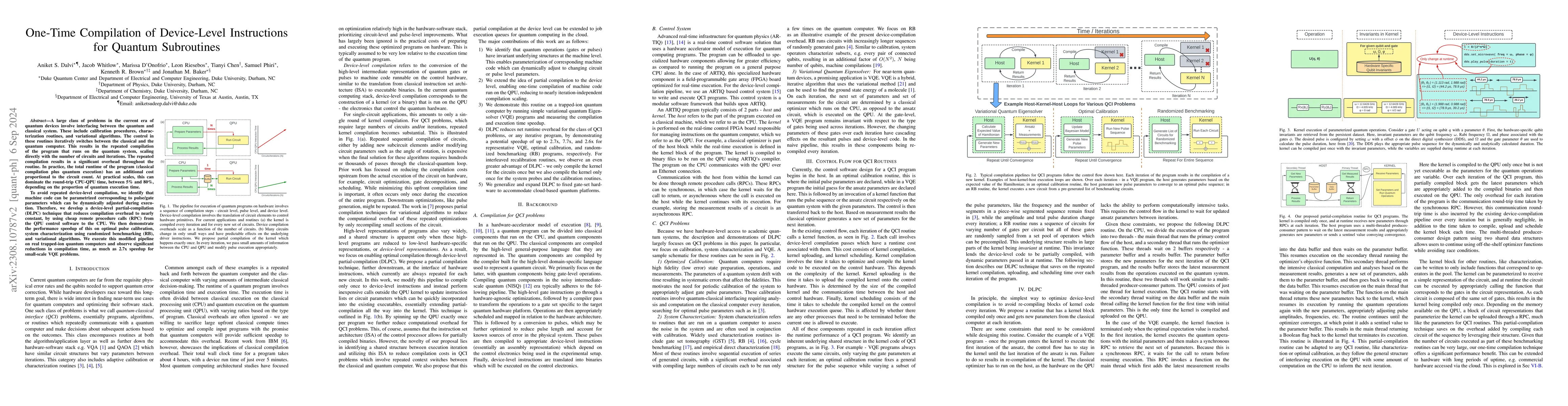 Thumbnail for One-Time Compilation of Device-Level Instructions for Quantum
  Subroutines