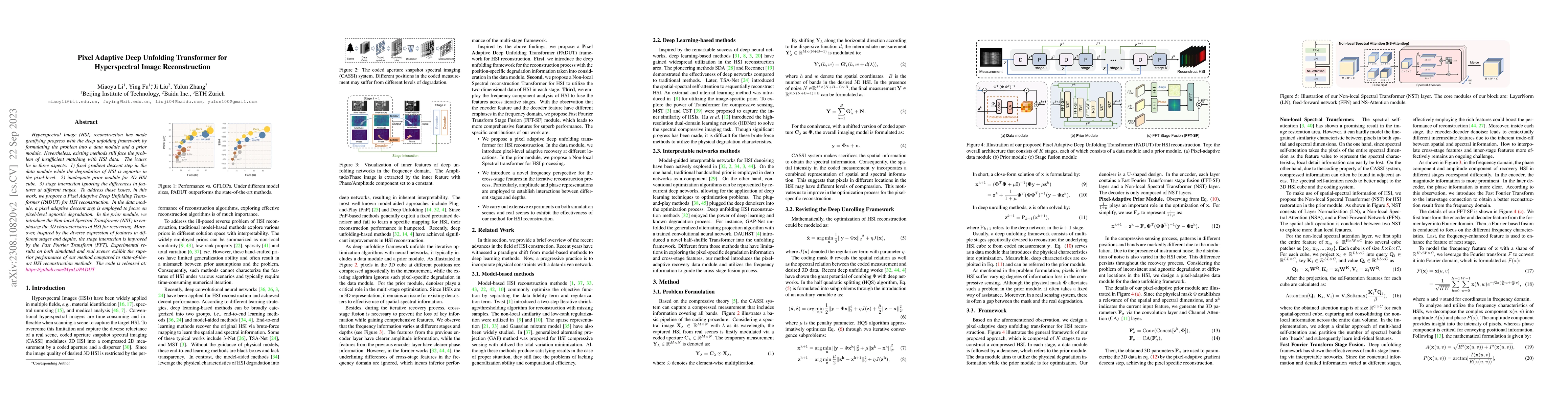 Thumbnail for Pixel Adaptive Deep Unfolding Transformer for Hyperspectral Image
  Reconstruction