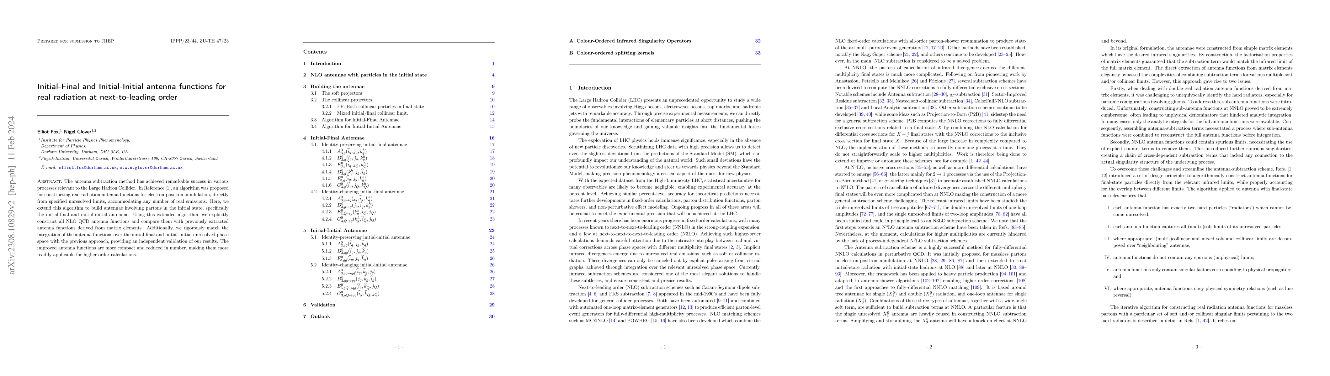 Thumbnail for Initial-Final and Initial-Initial antenna functions for real radiation
  at next-to-leading order