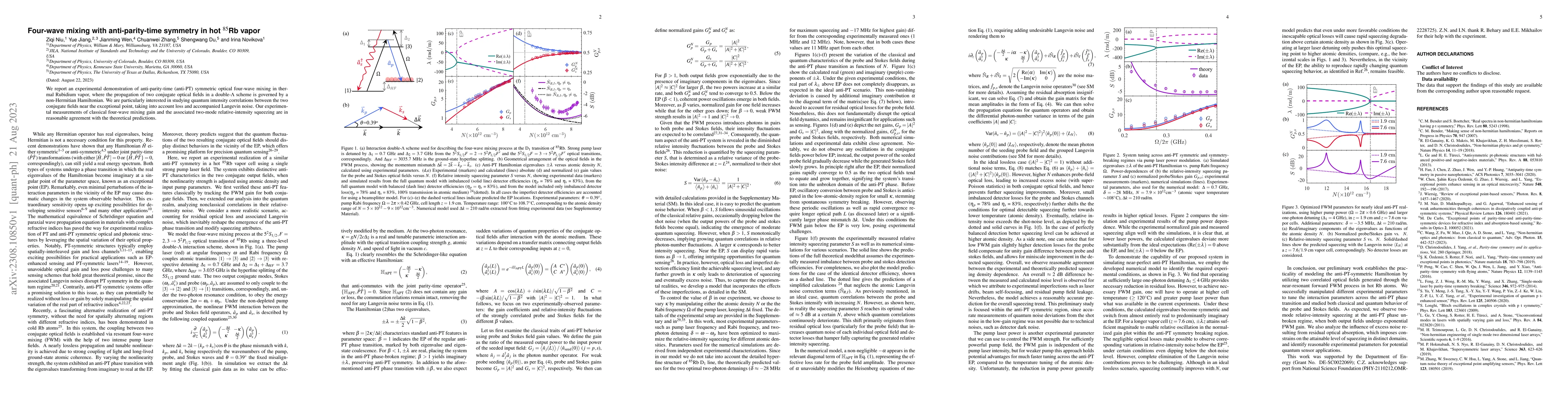 Thumbnail for Four-wave mixing with anti-parity-time symmetry in hot $^{85}$Rb vapor