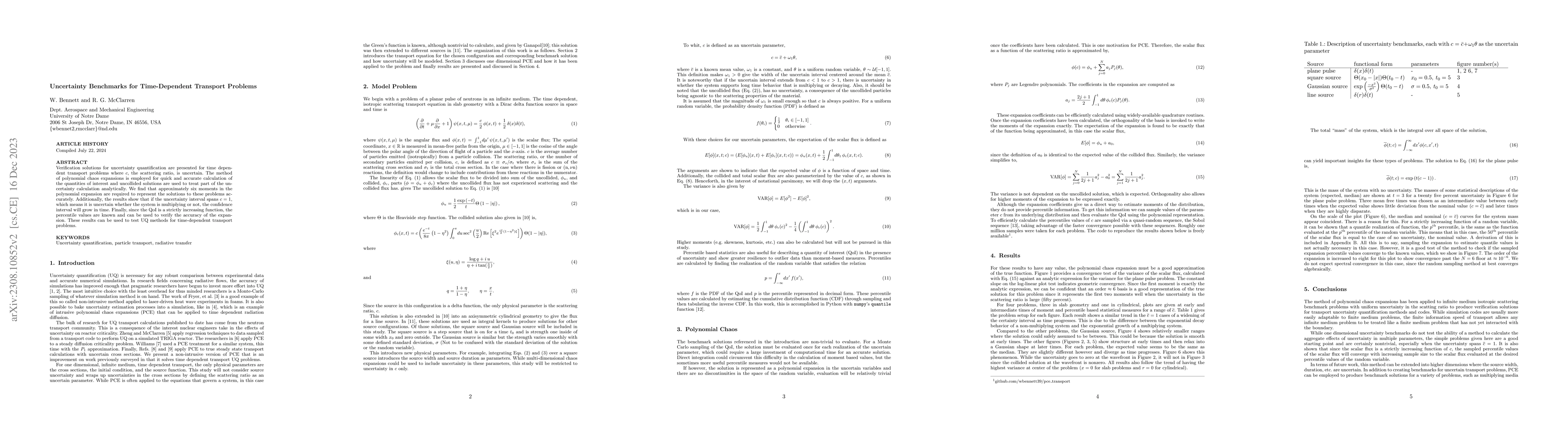 Thumbnail for Uncertainty benchmarks for time-dependent transport problems