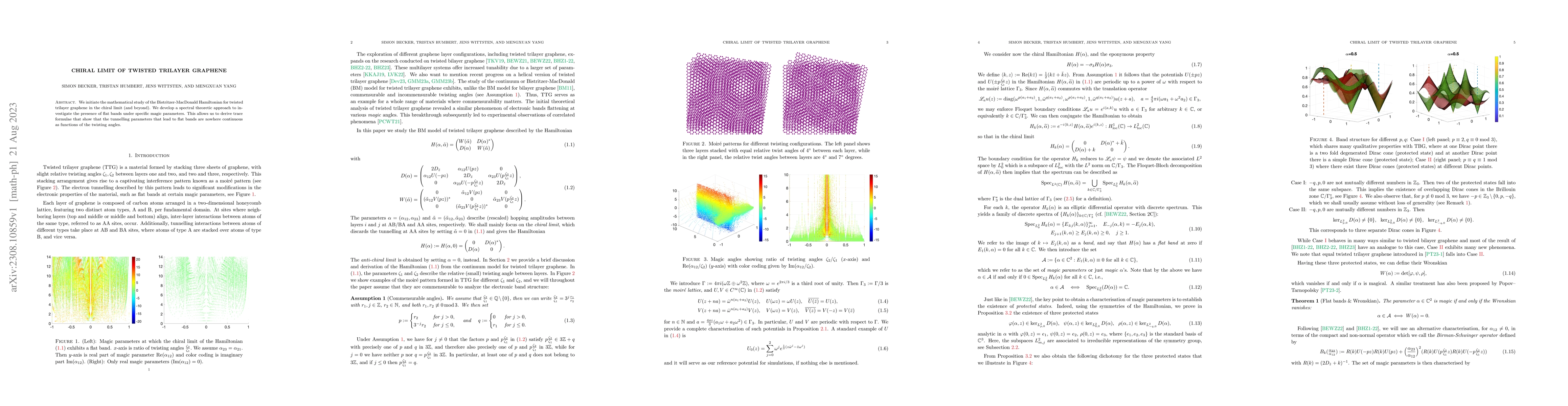 Thumbnail for Chiral limit of twisted trilayer graphene