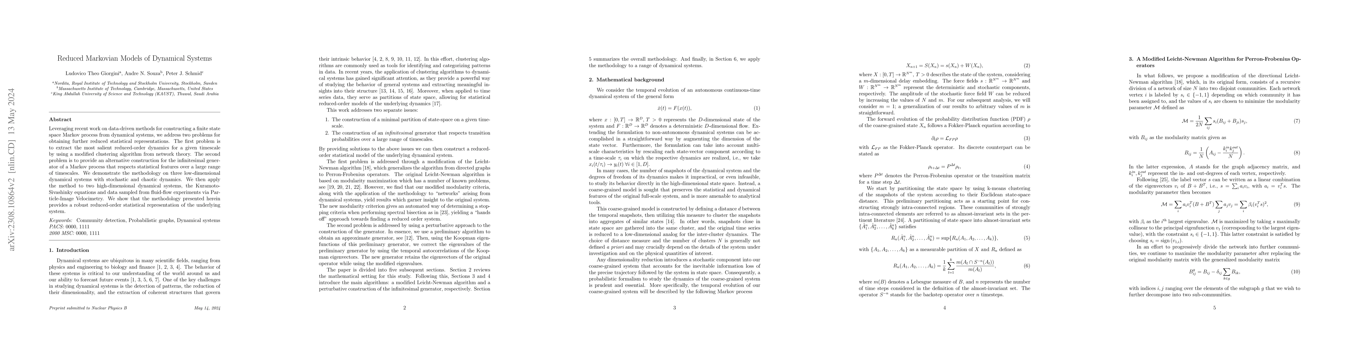 Thumbnail for Reduced Markovian Models of Dynamical Systems