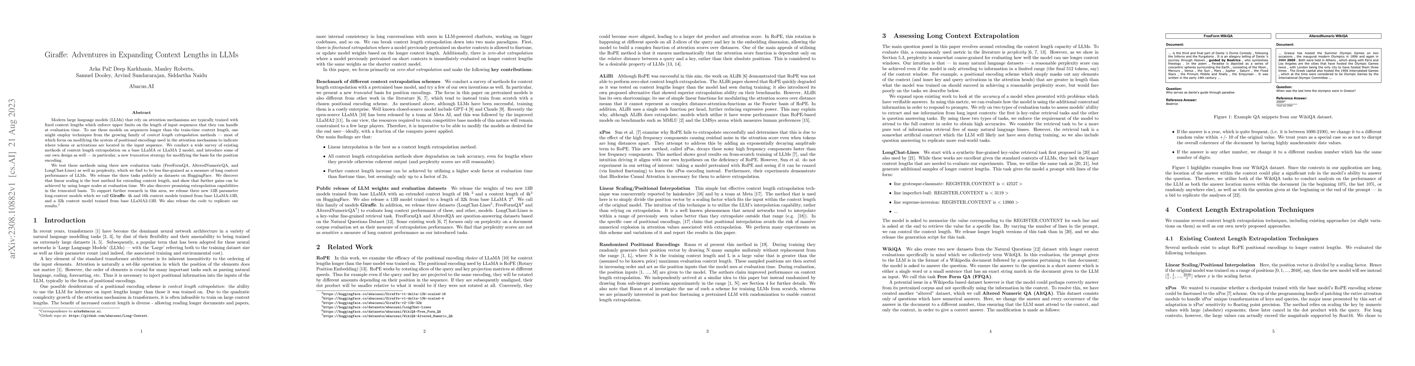 Thumbnail for Giraffe: Adventures in Expanding Context Lengths in LLMs