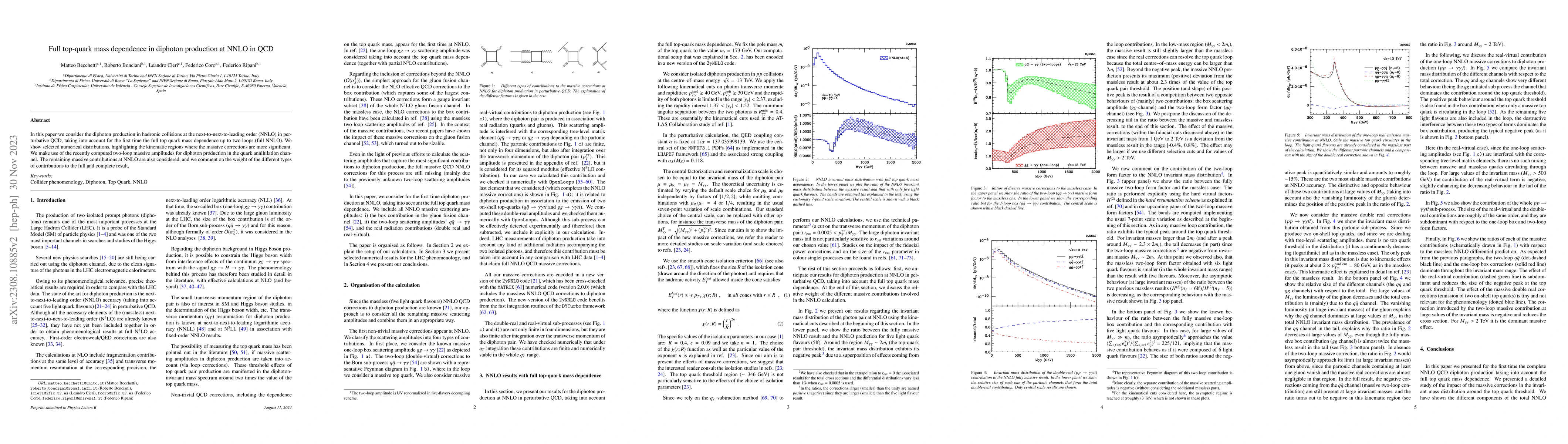 Thumbnail for Full top-quark mass dependence in diphoton production at NNLO in QCD