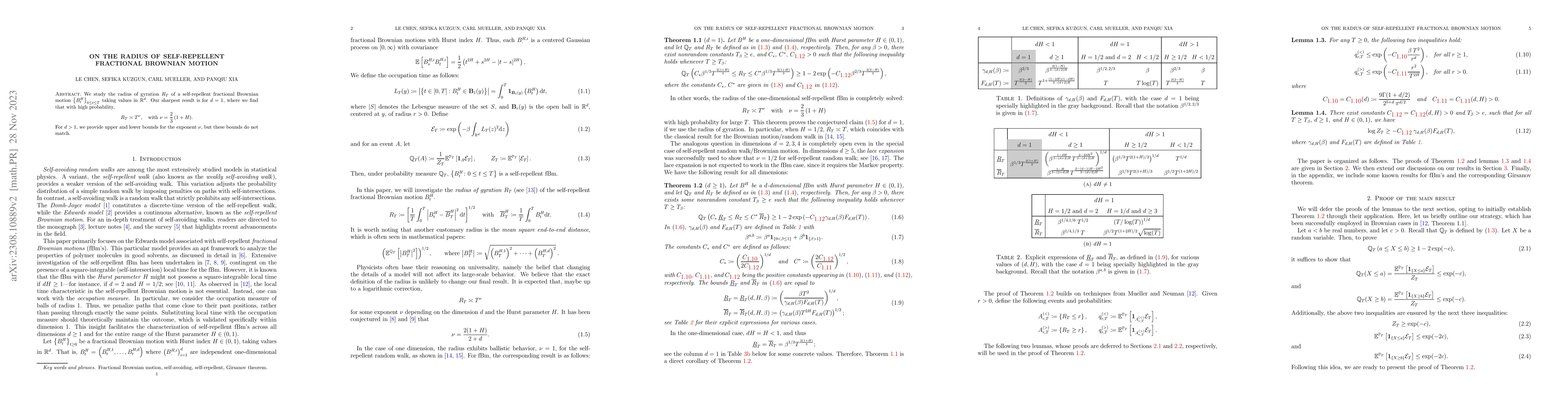 Thumbnail for On the radius of self-repellent fractional Brownian motion
