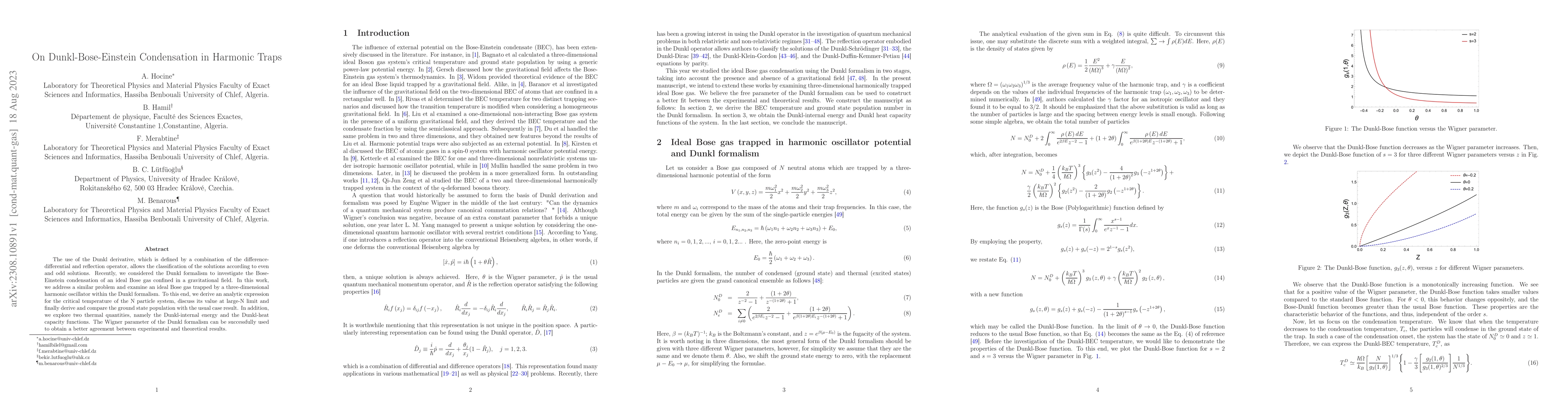 Thumbnail for On Dunkl-Bose-Einstein Condensation in Harmonic Traps