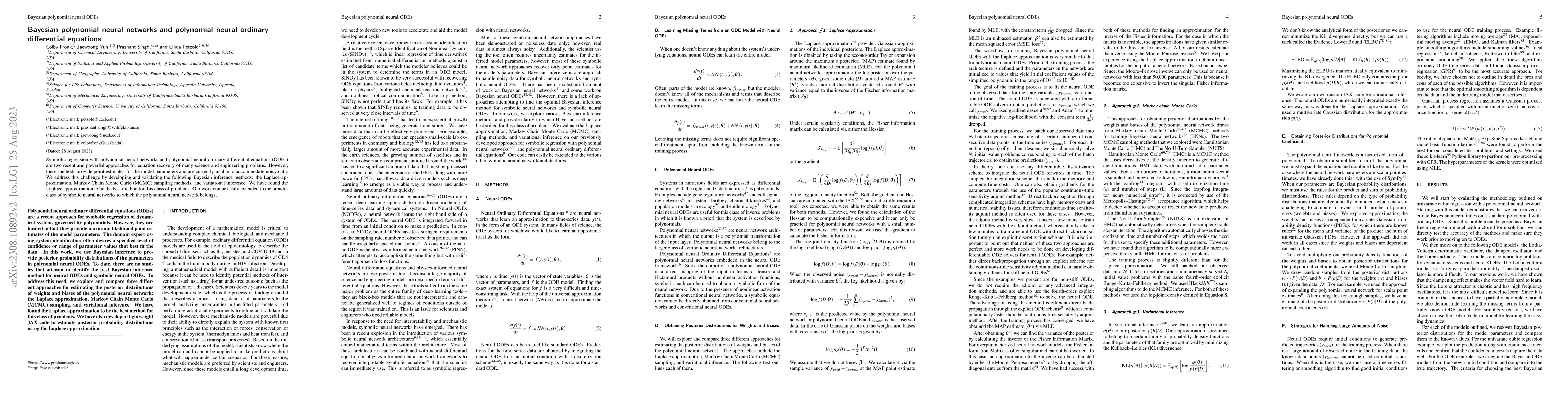 Thumbnail for Bayesian polynomial neural networks and polynomial neural ordinary
  differential equations