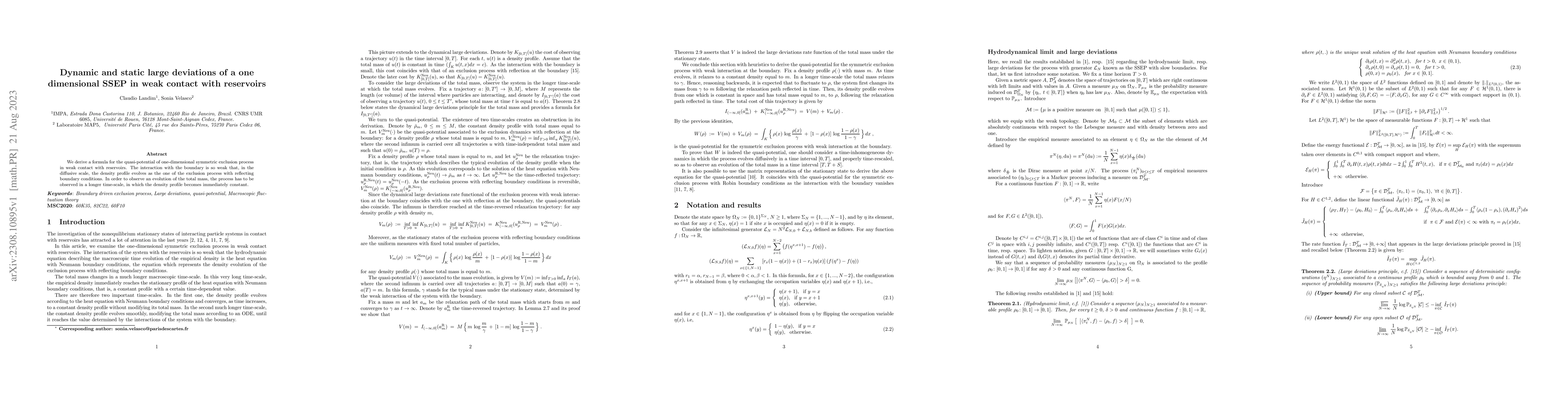 Thumbnail for Dynamic and static large deviations of a one dimensional SSEP in weak
  contact with reservoirs