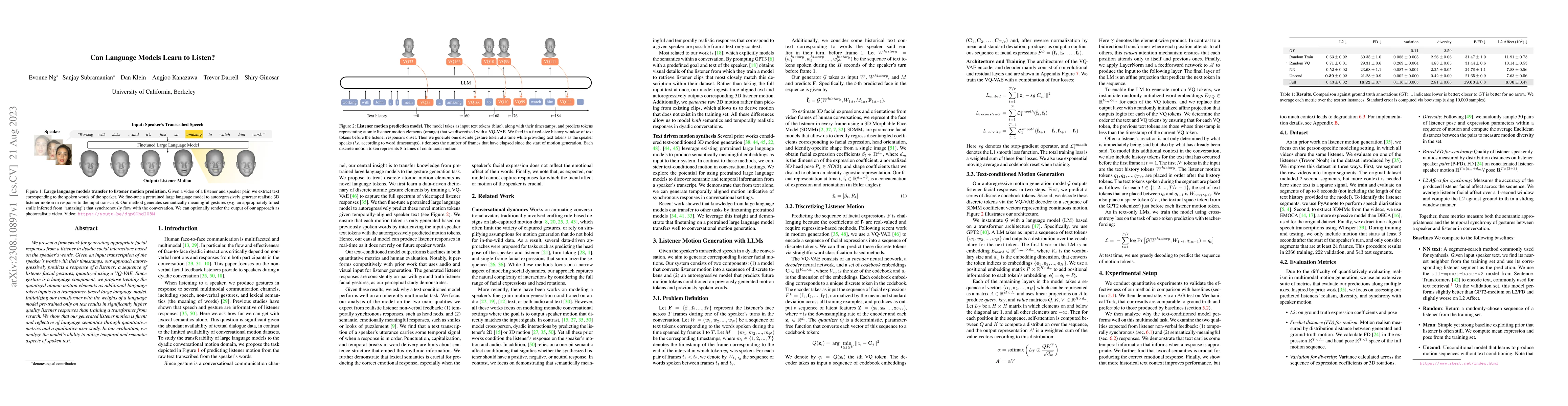 Thumbnail for Can Language Models Learn to Listen?