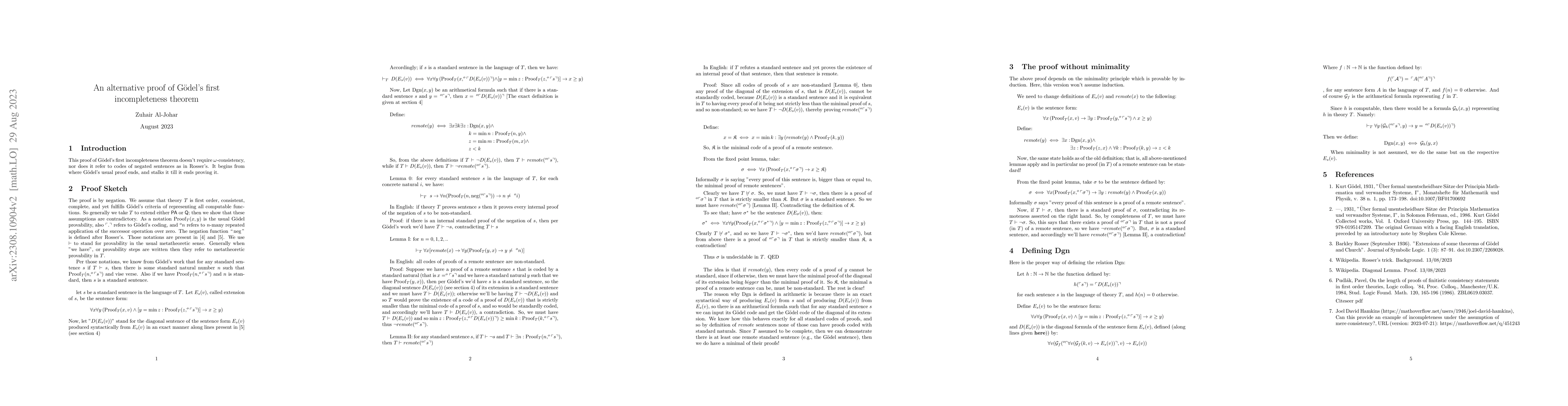 Thumbnail for An alternative proof of Godel's first incompleteness theorem