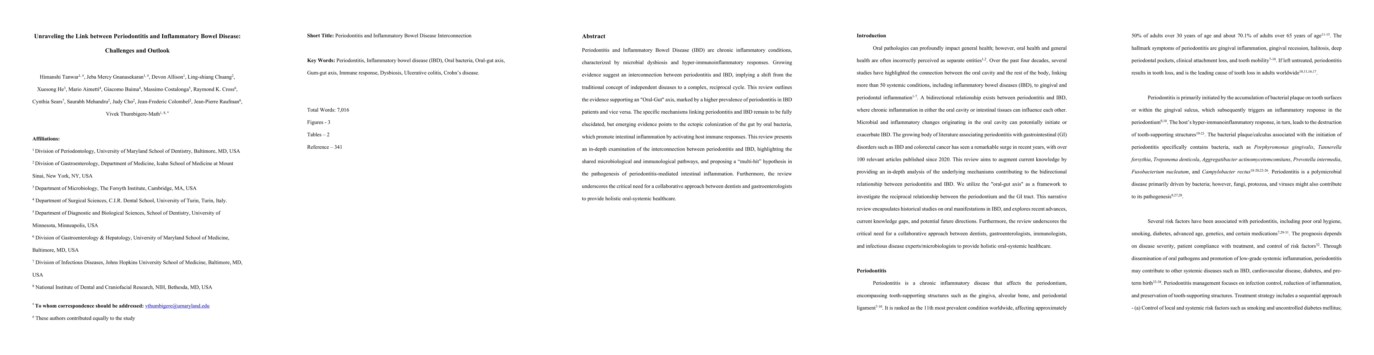 Thumbnail for Unraveling the Link between Periodontitis and Inflammatory Bowel
  Disease: Challenges and Outlook