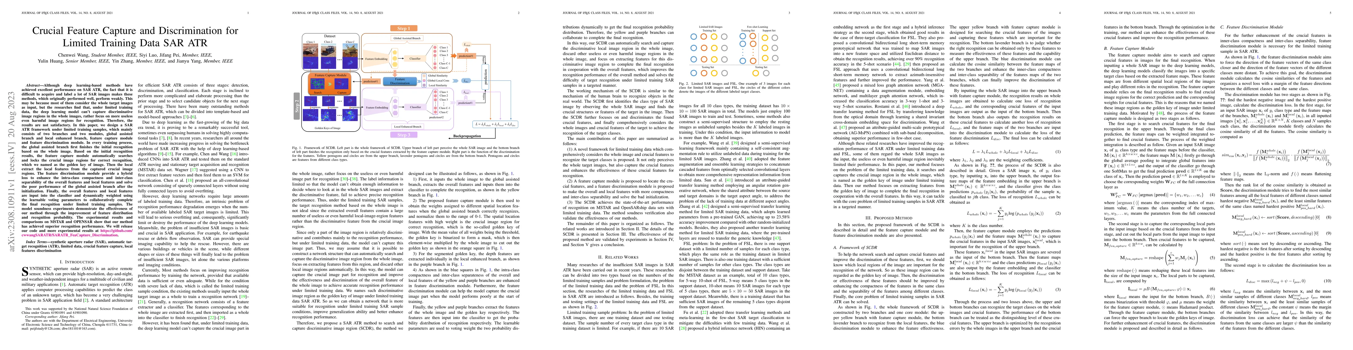 Thumbnail for Crucial Feature Capture and Discrimination for Limited Training Data SAR
  ATR