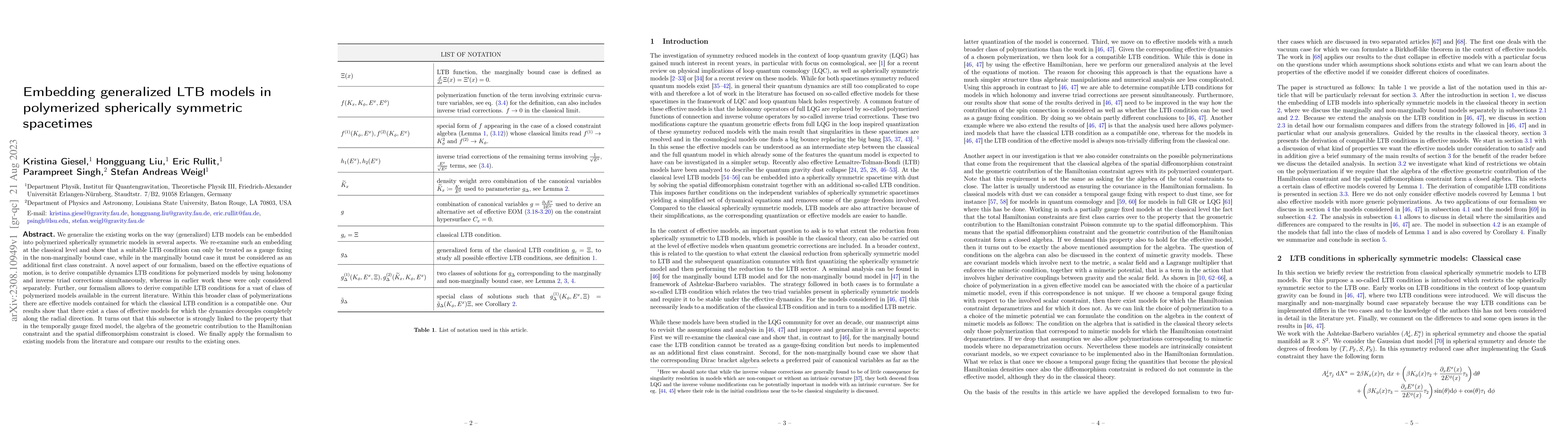 Thumbnail for Embedding generalized LTB models in polymerized spherically symmetric
  spacetimes
