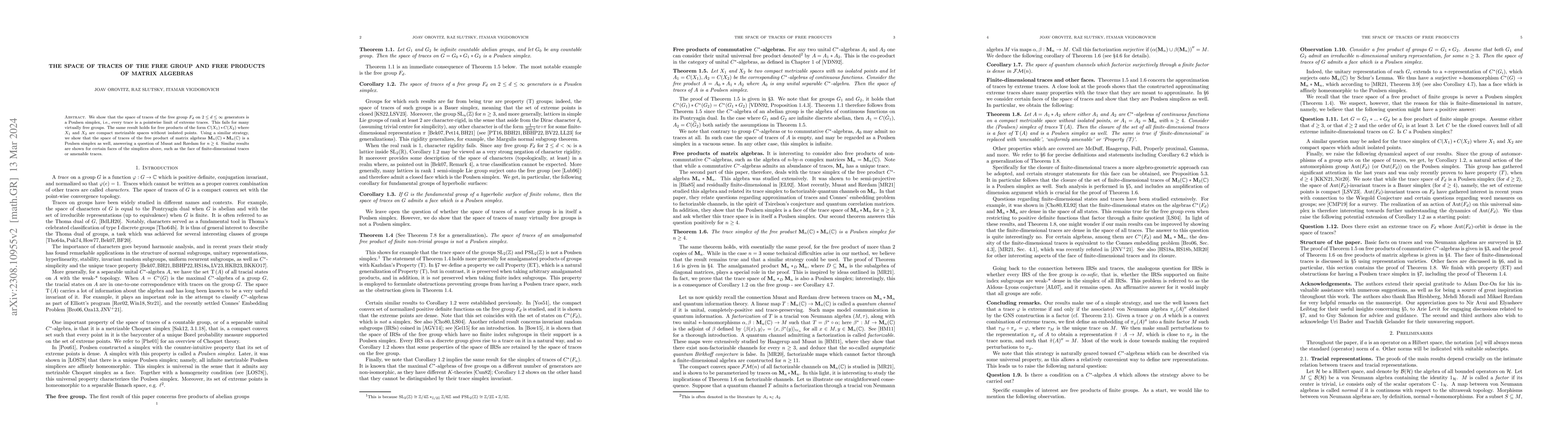 Thumbnail for The Space of Traces of the Free Group and Free Products of Matrix
  Algebras