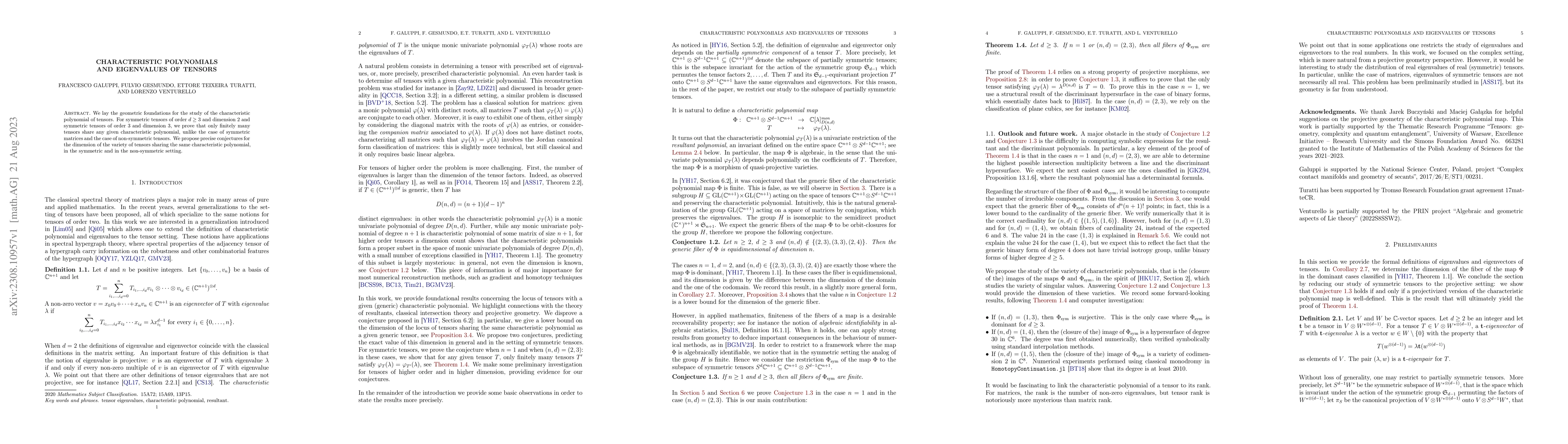 Thumbnail for Characteristic polynomials and eigenvalues of tensors