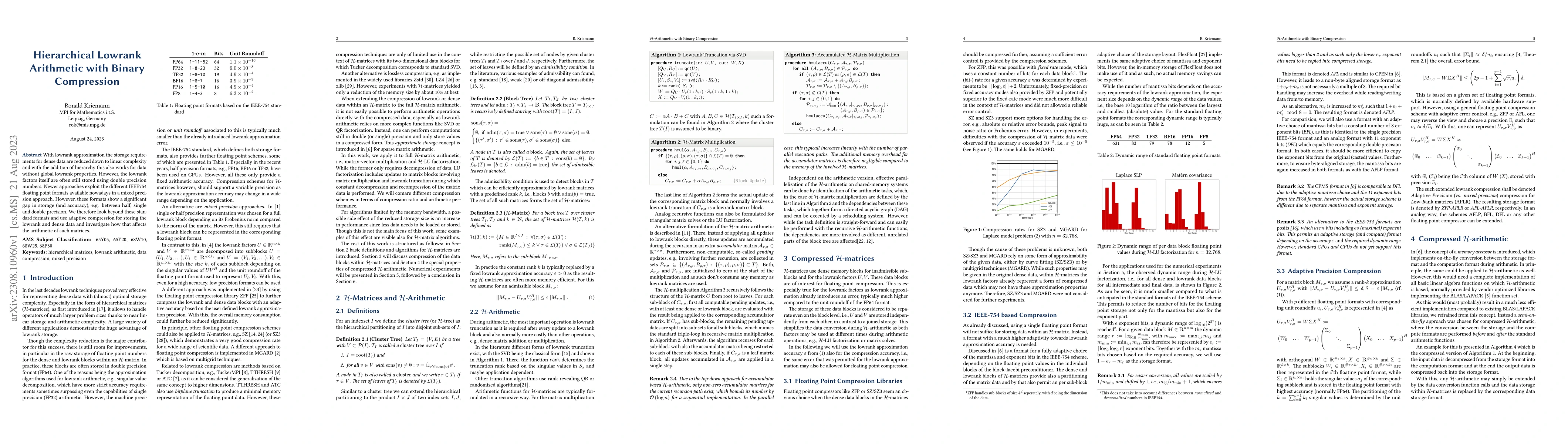 Thumbnail for Hierarchical Lowrank Arithmetic with Binary Compression