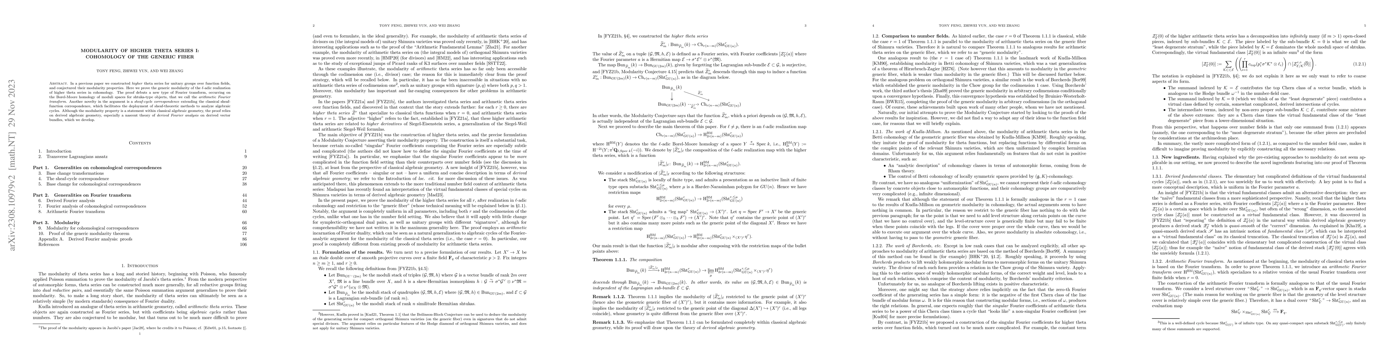 Thumbnail for Modularity of higher theta series I: cohomology of the generic fiber