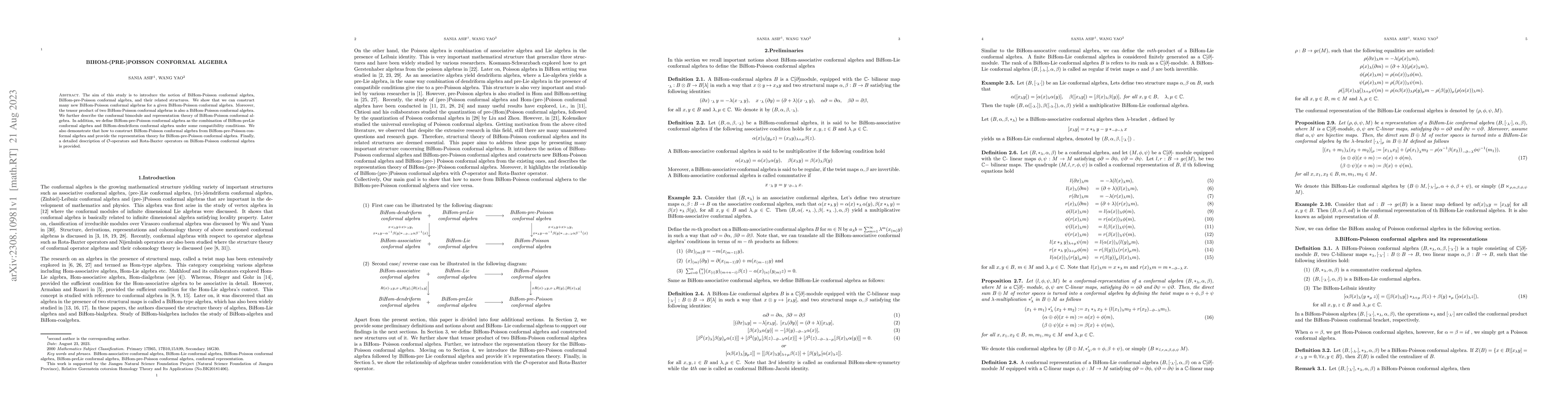 Thumbnail for BiHom-(pre-)Poisson conformal algebra