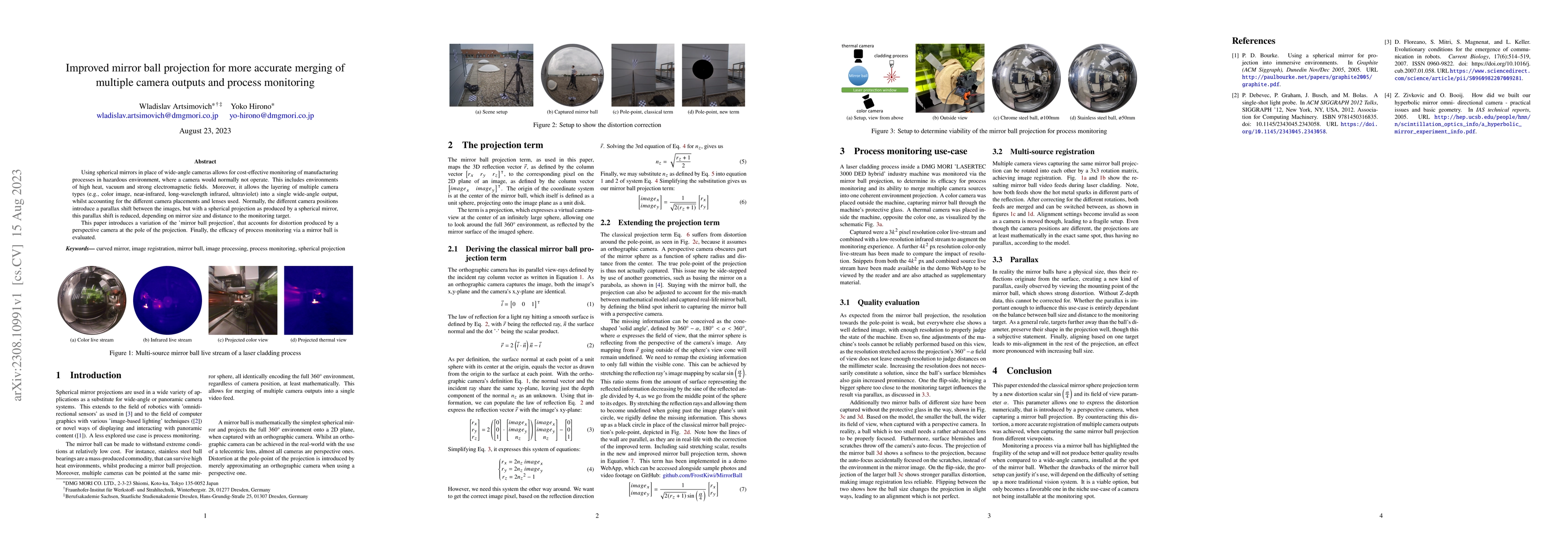 Thumbnail for Improved mirror ball projection for more accurate merging of multiple
  camera outputs and process monitoring